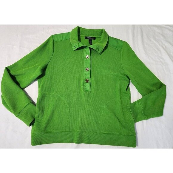 Lauren Ralph Lauren Green Sweater with Gold Buttons - Picture 1 of 5